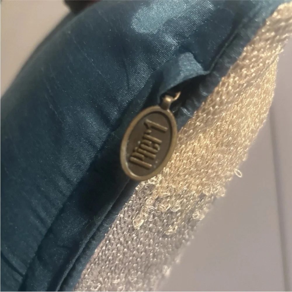 Pier 1 Teal and Cream Accent Pillow